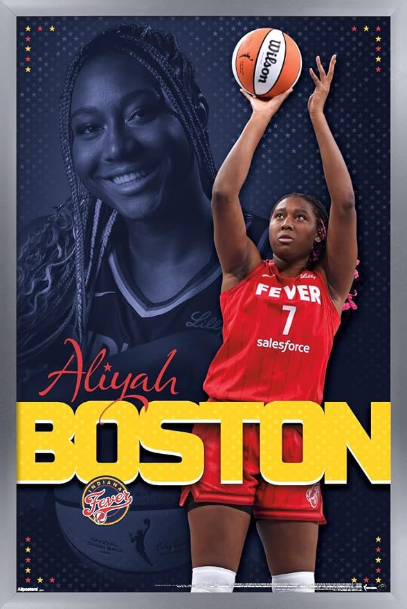 Trends International WNBA Indiana Fever - Aliyah Boston 25 Wall Poster, 34L x 22.4W, Silver Framed Version