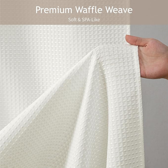 Cream 256GSM Waffle Weave Shower Curtain, 72"x84" | Extra Long with Weighted Hem & Rustproof Grommets-Water-Repellent Polyester, Hotel Spa Style for Bathroom,RV,Apartment