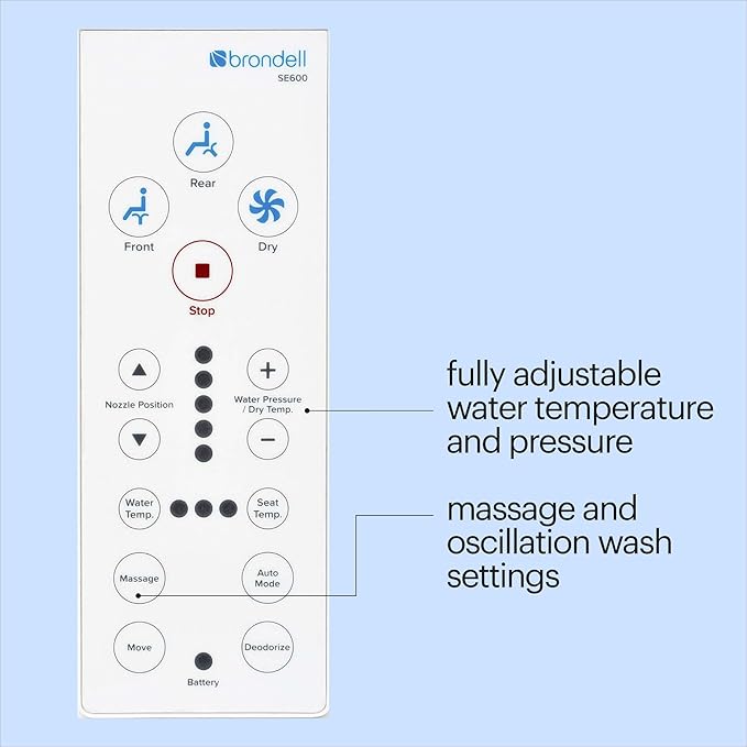 Brondell Swash SE600 Bidet Toilet Seat, Fits Elongated Toilets, White - Oscillating Stainless-Steel Nozzle, Warm Air Dryer, Ambient Nightlight
