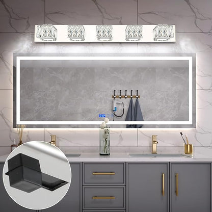 Modern Bathroom Vanity Light - 5 Light LED 5CCT Dimmable Vanity Lighting Fixtures - Crystal Chrome Bathroom Lights Over Mirror