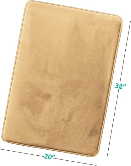 Clara Clark Bathroom Rugs, Velvet Memory Foam Bath Mat, Non-Slip, Machine Washable Bath Rugs - Dries Quickly, Ultra Soft Plush Bath Mats for Bathroom, 20 x 32, Camel Gold