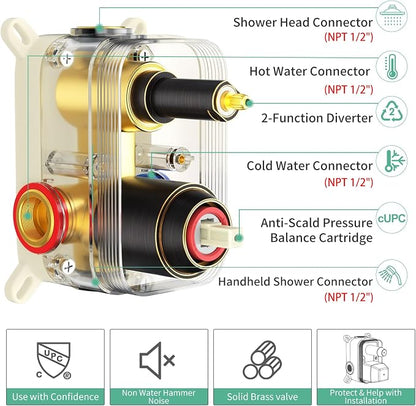SR SUN RISE Shower Faucet - Multifunctional High Pressure Shower Head System with Handheld Shower Head Fixtures - Valve Included (Oil Rubbed Bronze, 10 inch)