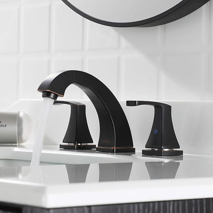 PARLOS Two-Handle High Arc Bathroom Sink Faucet with Metal Pop Up Drain and cUPC Faucet Supply Lines Widespread 8 inch Deck Mounted,Oil Rubbed Bronze, Doris 14173