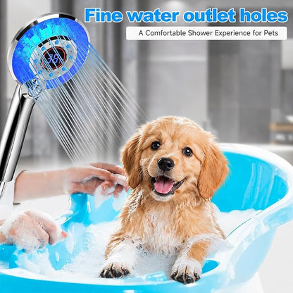 LED Shower Head Color Changing, Shower Head High Pressure with Hose | Water Saving Spray Showerheads, Discoloration Warning, Water Temperature Display, 3 Spray Modes, Easy to Install, ‎Chrome