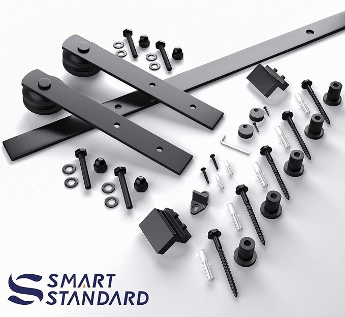 SMARTSTANDARD 6.6ft Sliding Barn Door Hardware kit, Fit 36-40" W Doorpanel | Barn Door Track, Sliding Door Hardware kit, Smoothly and Quietly -Heavy Duty Sturdy -Easy to Install, I Shape Hanger