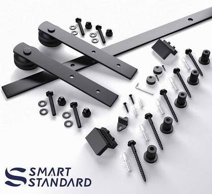 SMARTSTANDARD 6.6ft Sliding Barn Door Hardware kit, Fit 36-40" W Doorpanel | Barn Door Track, Sliding Door Hardware kit, Smoothly and Quietly -Heavy Duty Sturdy -Easy to Install, I Shape Hanger