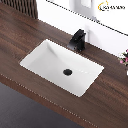 24 Inch Undermount Bathroom Sink Rectangle Undermount Sink White Ceramic Under Counter Bathroom Sinks with Overflow (23.8"x16.3")