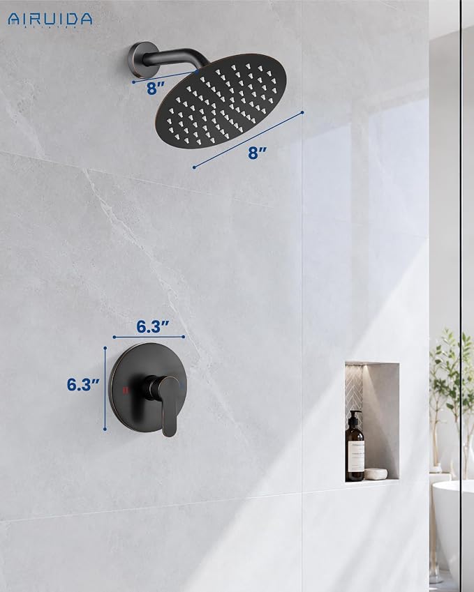 Airuida 8 Inch Oil Rubbed Bronze Shower Faucet Set,Shower Valve Kit | Female Threads Rough-in Valve Shower Trim Kit,Single Handle Control Shower Set