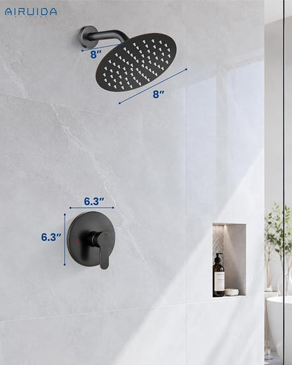 Airuida 8 Inch Oil Rubbed Bronze Shower Faucet Set,Shower Valve Kit | Female Threads Rough-in Valve Shower Trim Kit,Single Handle Control Shower Set