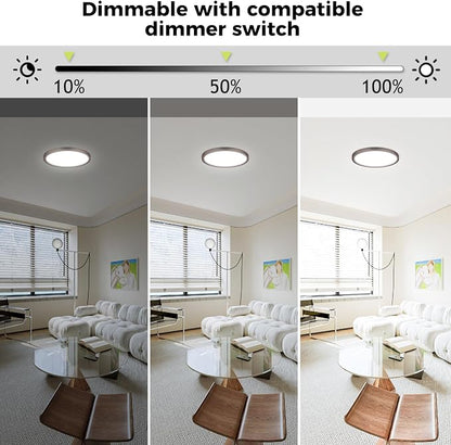 hepside LED Flush Mount Ceiling Light Fixture Oil Rubbed Bronze, 12Inch 24W, Dimmable&3000K-6500K Adjustable Low Profile Ceiling Lights, 3200LM Modern Lamp for Kitchen, Bedroom, Porch, Hallway
