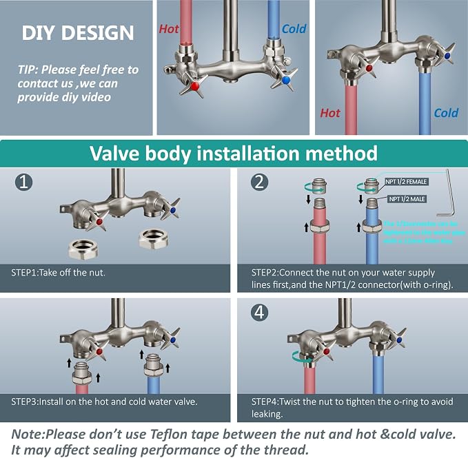 Aolemi Outdoor Shower Kit with Handheld,Square Rain Shower,Brushed Nickel | 2-Handle Hot and Cold Control, Adjustable Height, 6-Inch Center Valve, 59-Inch Hose, Winter Drainage Outdoor Shower Fixtures