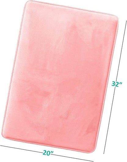 Clara Clark Bathroom Rugs, Velvet Memory Foam Bath Mat, Non-Slip, Machine Washable Bath Rugs - Dries Quickly, Ultra Soft Plush Bath Mats for Bathroom, 20 x 32, Coral Pink