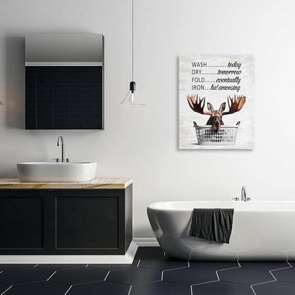 Stupell Industries Sassy Moose Laundry Humor, 30 x 40 Inch Canvas Wall Art | Stupell Industries · By Lettered and Lined · Ready to hang · Fun farmhouse charm for bathroom or laundry room · Made in USA