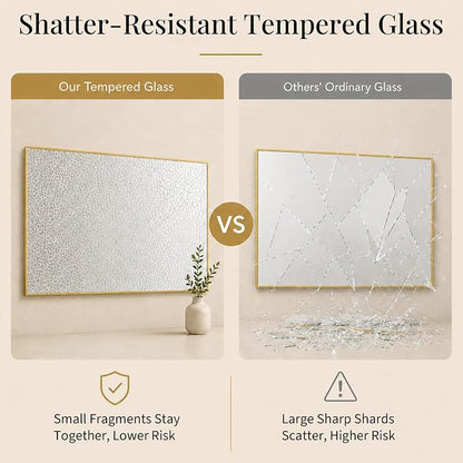 40"x30" Brushed Gold Framed Rectangle Bathroom Vanity Wall Mirror | Over-Sink Vanity Mirror, Slim Metal Frame, Entryway or Dresser Use, Vertical/Horizontal Mount, Tempered Glass