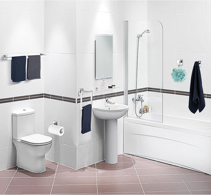 5 Pieces Bathroom Hardware Accessories Set Polished Chrome, 24Inch Bathroom Towel Rack Set SUS304 Stainless Steel, Square Bath Towel bar Set Wall Mounted, Heavy Duty