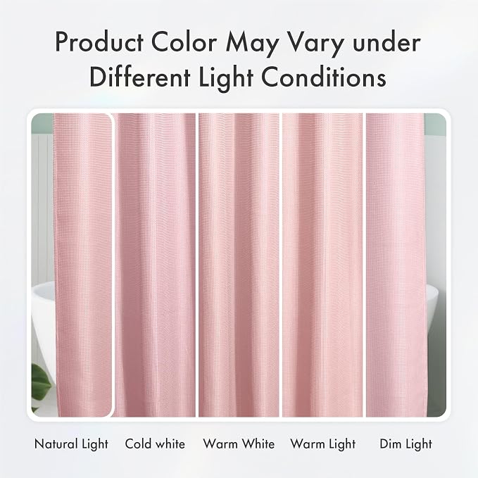 AmazerBath Waffle Shower Curtain, Stall Shower Curtain, Blush Pink Shower Curtain Fabric, Hotel Quality Bathroom Shower Curtains, Heavy Duty, 36 x 72 Inches