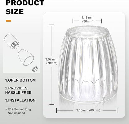 HiBay 2-Pack Lampshades, Clear Striped Bell Glass Shades | Lighting Fixture Accessory Lampshade Cover Replacement, Fit for E12 Base Pendant Lights Table lamp Sconce Chandeliers