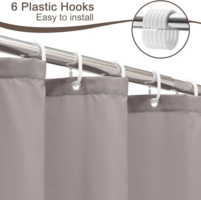 AooHome Stall Size 36x72 Inch Shower Curtain Liner, Half Size Solid Shower Curtain with Hooks, Weighted Hem, Waterproof, Chocolate