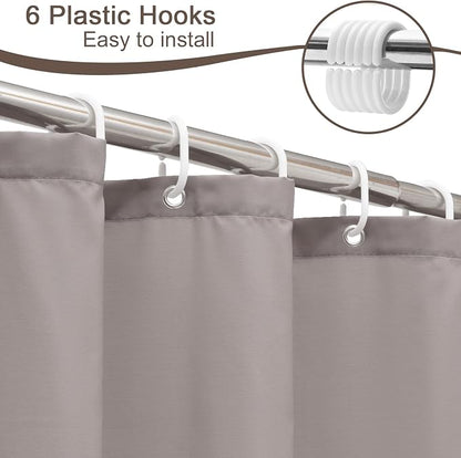 AooHome Stall Size 36x72 Inch Shower Curtain Liner, Half Size Solid Shower Curtain with Hooks, Weighted Hem, Waterproof, Chocolate