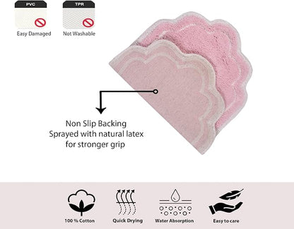 Home Weavers Allure Collection 100% Cotton Contour Rug, Soft & Absorbent U-Shaped Toilet Rug, Spray Latex Backing, Quick Dry, Machine Washable Bathroom Floor Mat for Toilet Base, 20"x20", Pink