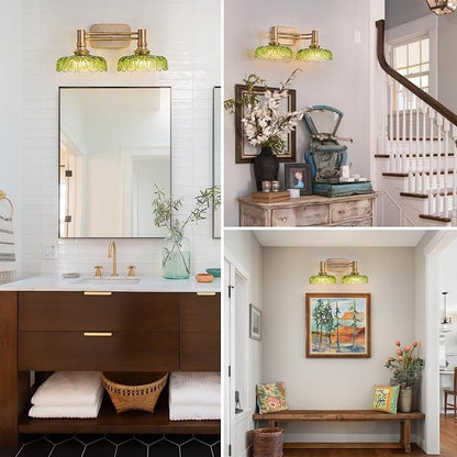 Vintage Green Vanity Lights 2-Light Bathroom Lighting Wall Sconces Over Mirror Picture Wall Light for Bedroom Hallway
