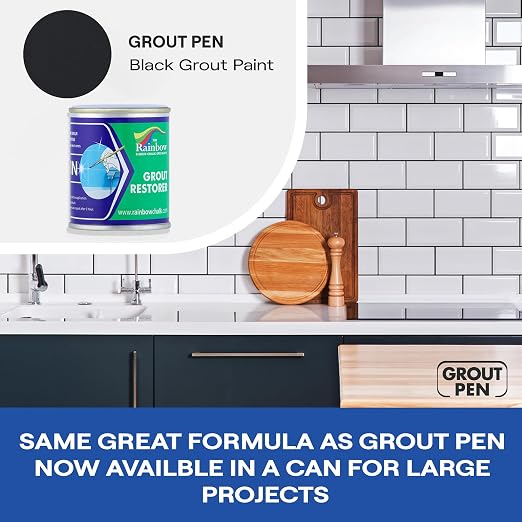 Grout Pen Grout Paint for Tile, Floor & Shower - Black - 125ml (4.2oz) | Waterproof Paint Grout Refresh Restorer for Kitchen & Bathroom Tiles - Can Size for Larger Projects