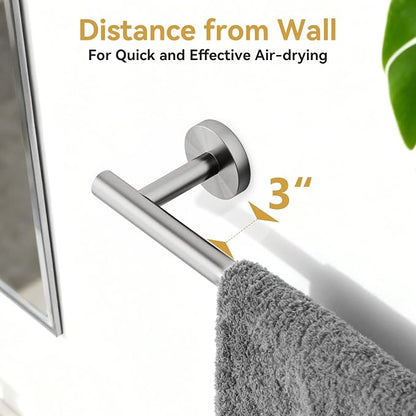 Brushed Nickel Towel Bar, 18 Inch Bathroom Towel Rack | Towel Holder Wall Mounted, Thicken SUS304 Stainless Steel Towel Rod Modern Home Decor (Total Length 20 Inch)