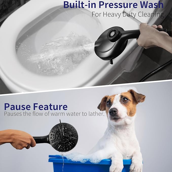 Filtered Shower Head with Handheld, Magnetic Adjustable, Matte black | High Pressure 9 Spray Modes, Hard Water Softener 10-Stage Filtration, Anti-Clog Nozzles, 60-Inch Long Hose
