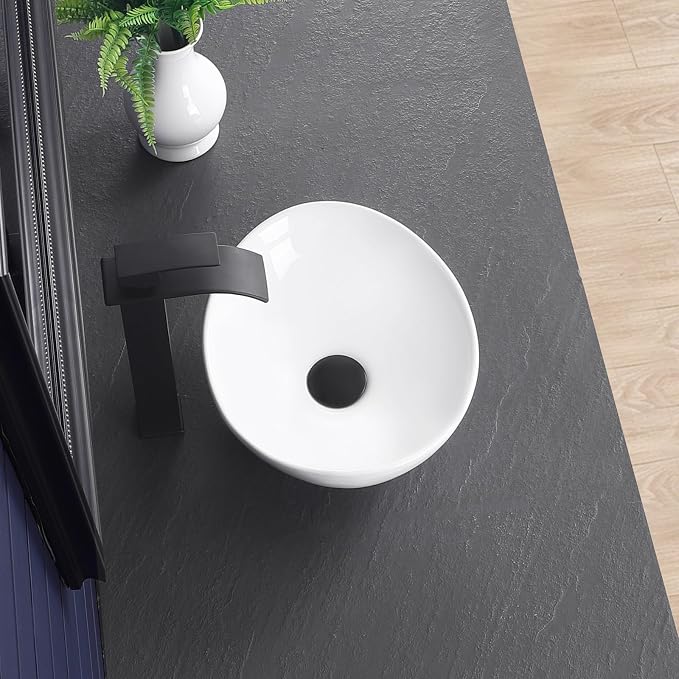 Vessel Sink 14"x11" Oval Bathroom Sink Modern White Porcelain Ceramic Above Counter Vanity Sink for Bathrooms Art Basin