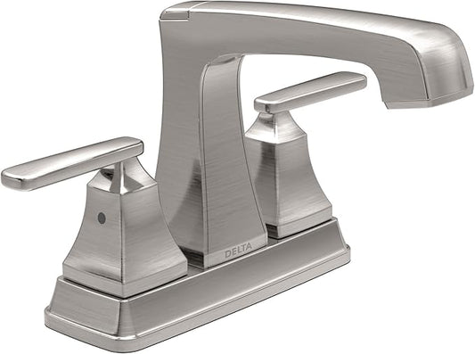 Delta Faucet Ashlyn Centerset Bathroom Faucet, Brushed Nickel Bathroom Sink Faucet, 2 Handle Bathroom Faucet, Diamond Seal Technology, Metal Drain Assembly, Stainless 2564-SSMPU-DST