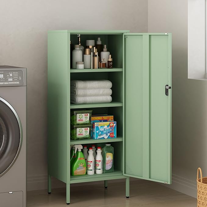 Metal Lokcer Cabinet (Green, 19.69" D x 15.75" W x 49.21" H)