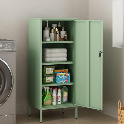 Metal Lokcer Cabinet (Green, 19.69" D x 15.75" W x 49.21" H)