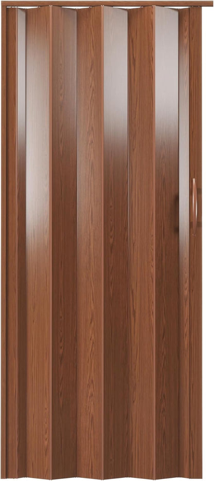 48" x 80" Premium Foldable Accordion Door,Heavy Duty,Walnut | Foldable accordion doors w/ double‑walled heavy‑duty panels, ideal as interior room dividers for privacy, space‑saving design