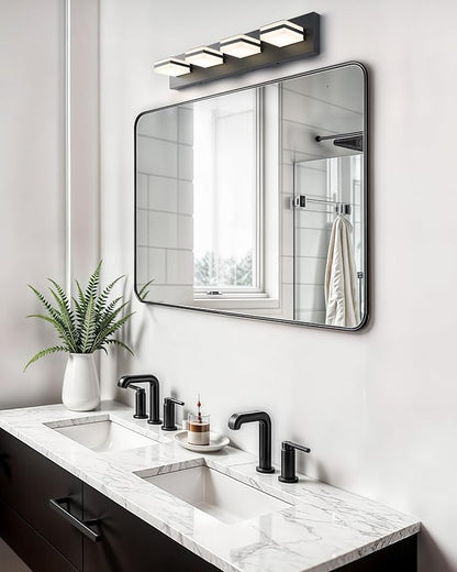 VONLUCE LED Modern Bathroom Vanity Light Fixture, Matte Black | 26'', 4-Light, 3CCT, 360° Rotate, High CRI, Flicker-free, Dimmable, Memory Function, Waterproof IP44, Easy Installation