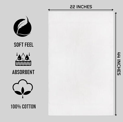 ZUPERIA White Bath Towels Bulk 24 Pack (22 x 44 Inches) - 100% Cotton Economy Light Weight Towels for Commercial Use - Quick Dry, Ultra-Soft, and Absorbent Bulk Towels