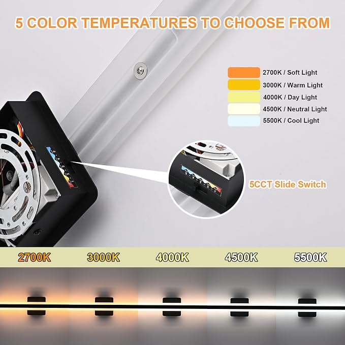 31.6 Inch LED Vanity Light for Bathroom Lighting Fixture Over Mirror, 36W 5CCT Dimmable Black Vanity Lighting Fixtures Modern LED Wall Sconces for Bathroom Bedroom, TRIAC Compatible