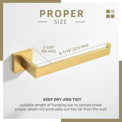 Angle Simple Towel Holder Brushed Dark Gold, Bathroom Towel Rack 10.24-Inch | Deep Gold Tone, SUS304 Stainless Steel, Open Arm Dishcloth Washcloth Hanger Bar for Kitchen Shower Vanity Sink