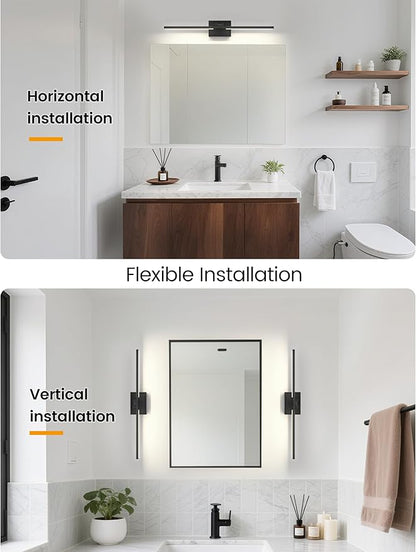 NIORSUN 31.5 Inch Modern Bathroom Light Fixture, 28W 5CCT Dimmable LED Black Bathroom Vanity Lights Over Mirror, Vanity Lights for Bathrooms Restroom Mirror- ETL Certified