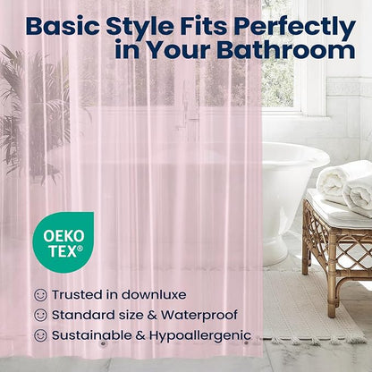 downluxe Shower Curtain Liner, PEVA Plastic Shower Liner with 3 Magnets, 72" x 72" Waterproof Bathroom Curtain, Pink, 1 Pack