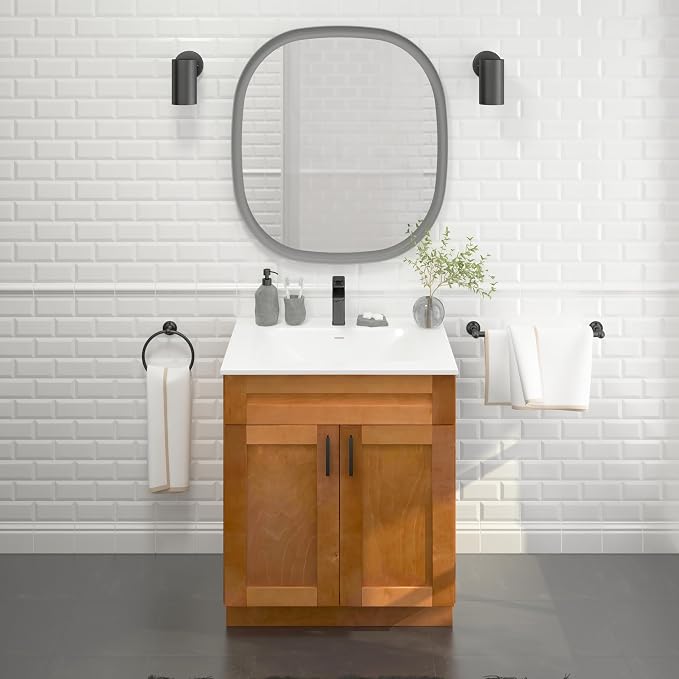 30" Maple Shaker Bathroom Vanity Base – Ready-to-Assemble Sink Cabinet, Freestanding Bathroom Vanity Base Only, No Top or Sink