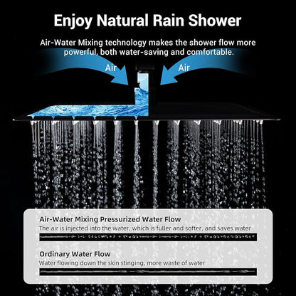 Thermostatic Dual Shower System, Shower Faucet(Oil Rubbed Bronze) | 12 Inch Shower Head, 6 Inch Wall Mount Head, High Pressure Handheld Sprayer, Push Button Valve
