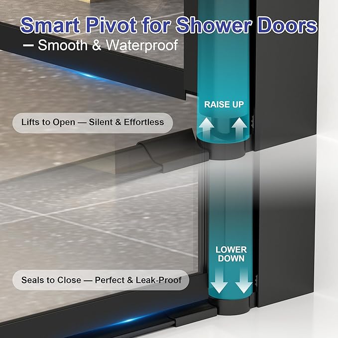 26"-28" W x 72" H Frameless Pivot Shower Door Matte Black | 1/4"(6mm) SGCC Tempered Glass with Explosion-Proof Film &Nano Coating,Customizable Width