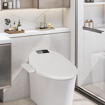 CCV Electric Bidet Toilet Seat Elongated, Warm Water Warm Air Drying, Heated Seat Bidet with Self-Cleaning Nozzle, Soft Closing Lid, Night Light,Temperature Adjustable