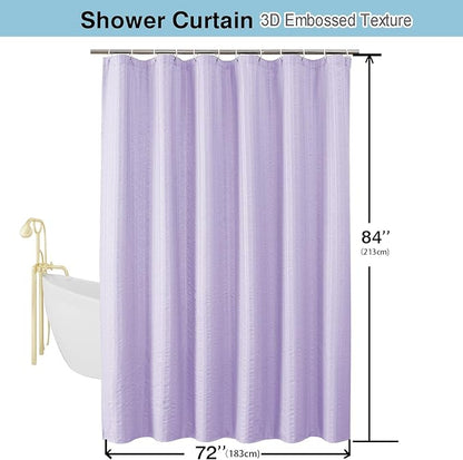 Aiyufeng Light Purple Shower Curtain for Bathroom, Embossed Textured Fabric Shower Curtain for Bathroom - Soft Cloth & Hotel Spa, Machine Washable, 72X84, Light Purple