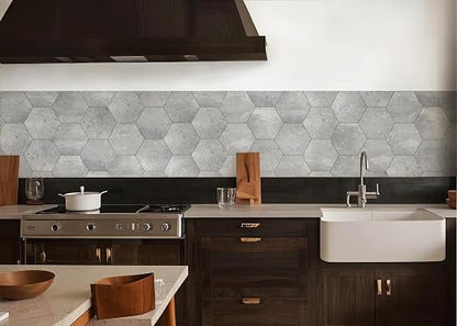 W&S 1-Sheet Light Gray Hexagon Peel and Stick Floor Tile, Faux Stone Peel and Stick Backaplash Tile for Wall, Self Adhesive Flooring DIY for Bathroom, Kitchen, Living Room, RV
