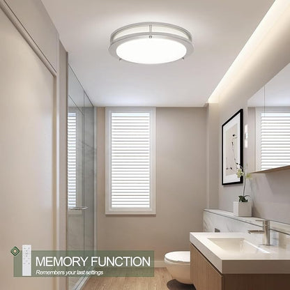 13.01inch LED Flush Mount Ceiling Light Fixture Remote Dimmable Matte Black, Easy Install LED Ceiling Lamp Without Flicker, Super Bright 36W 3600LM Warm to White Light 2700K to 6500K 2-Pack