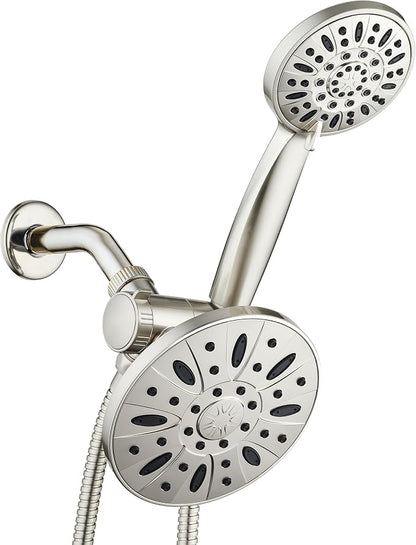 AquaDance 6" Premium High Pressure 3-way Rain & Handheld Shower Head Combo | Enjoy Luxury 6-inch Showerhead & 6-mode Hand Shower Separately or Together! Premium Stainless Steel Hose - Nickel