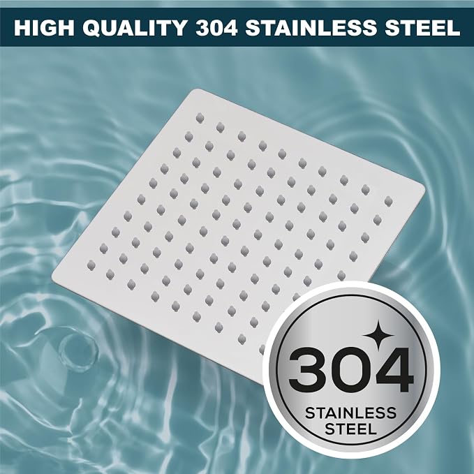 Midanya Square Rain Shower Head,High Pressure,Polish Chrome 8 Inch | 360°Swivel,Ceiling or Wall Mount,Waterfall Full Body Coverage,Bathroom Remodel,Stainless Steel Large Rainfall Shower Head