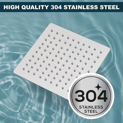 Midanya Square Rain Shower Head,High Pressure,Polish Chrome 8 Inch | 360°Swivel,Ceiling or Wall Mount,Waterfall Full Body Coverage,Bathroom Remodel,Stainless Steel Large Rainfall Shower Head
