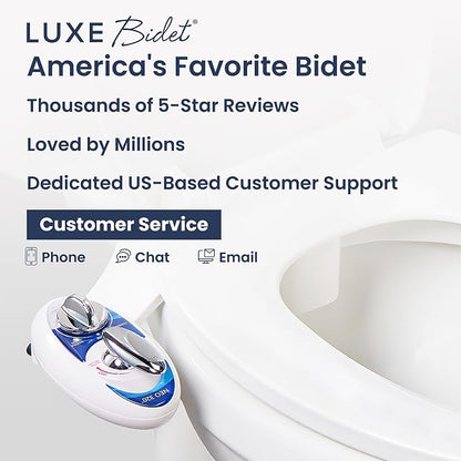 LUXE Bidet NEO 320 - Warm Water Bidet Attachment for Toilet Seat, Blue | Non-Electric, Warm Water, Dual Nozzle, Self-Cleaning, Adjustable Water Pressure, Rear & Feminine Wash